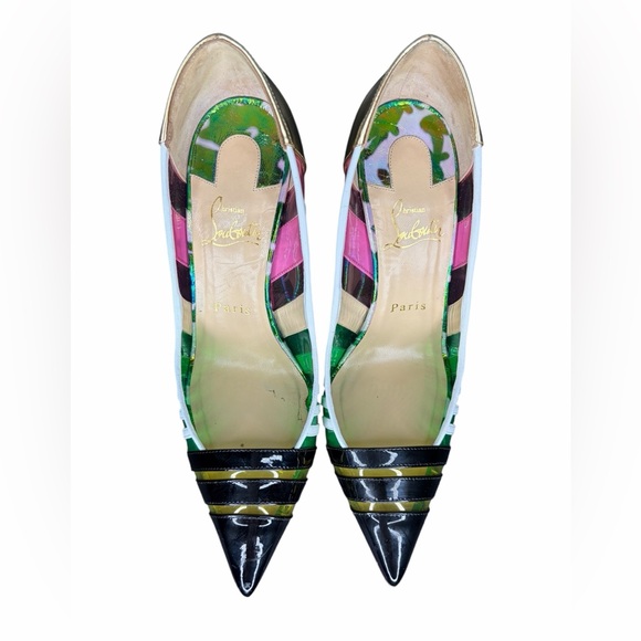 Christian Louboutin Gold and Multicolor Heels Size 38 - Picture 4 of 11